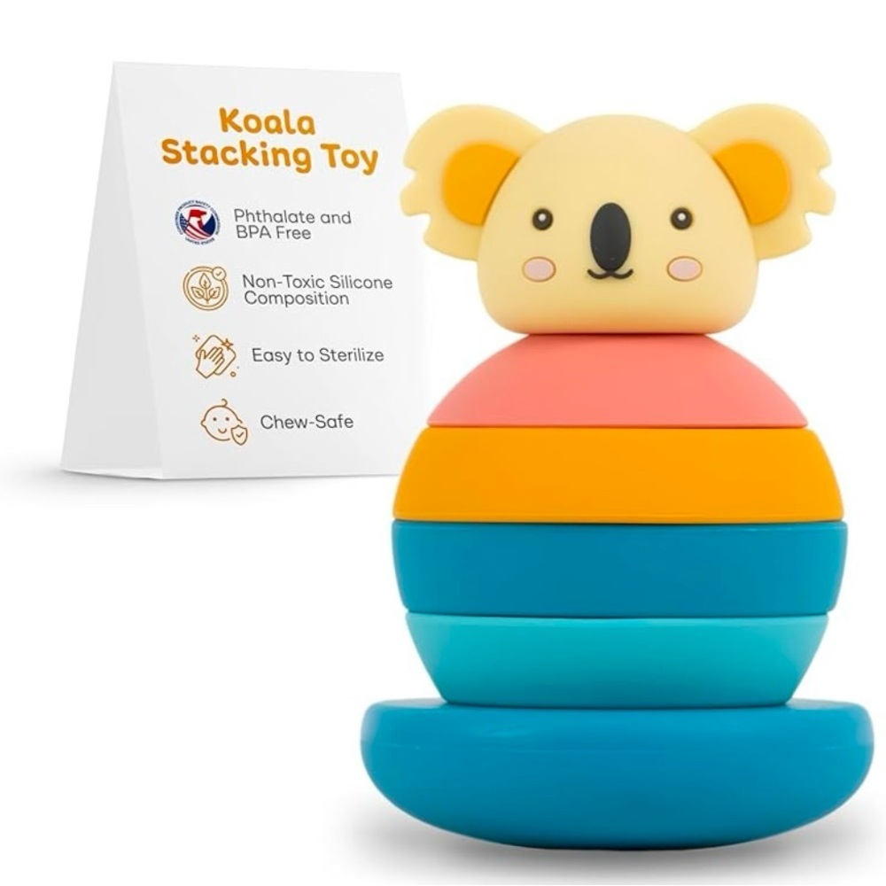NWT EL BEBE Koala Stacking Toy Multicolor